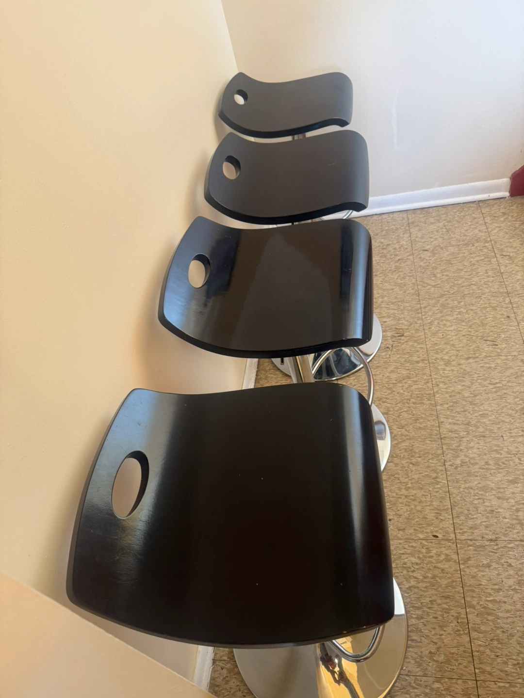 Set of 4 Black Modern Adjustable Bar Stools - photo 3