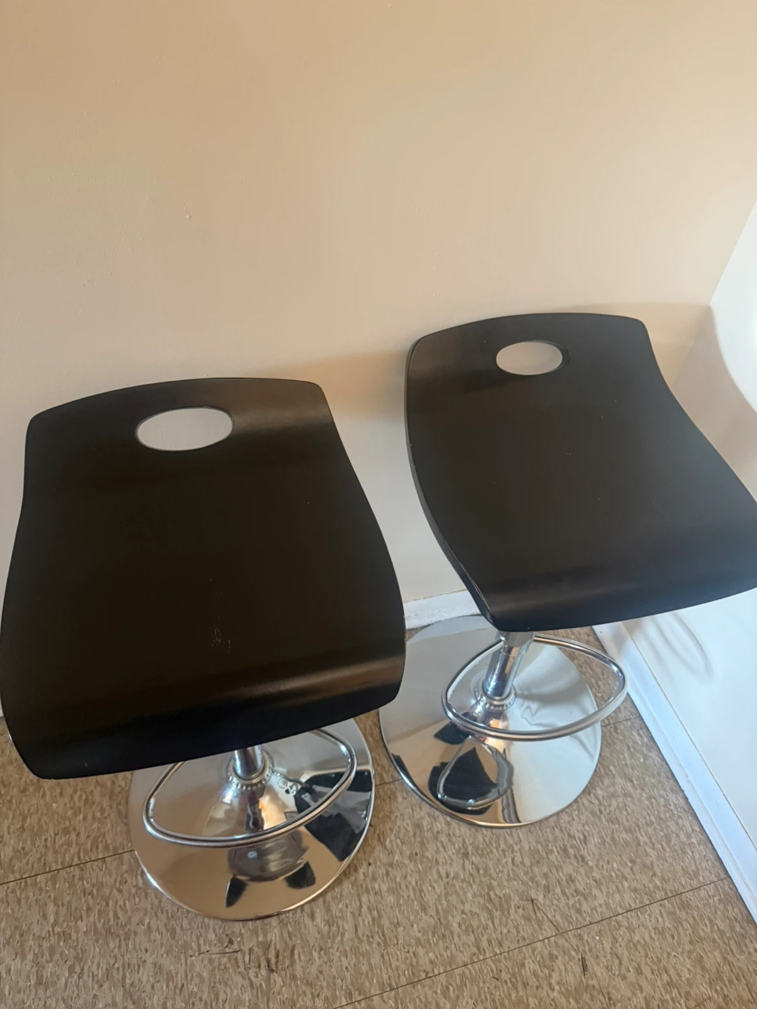 Black Adjustable Swivel Bar Stools (Set of 2)