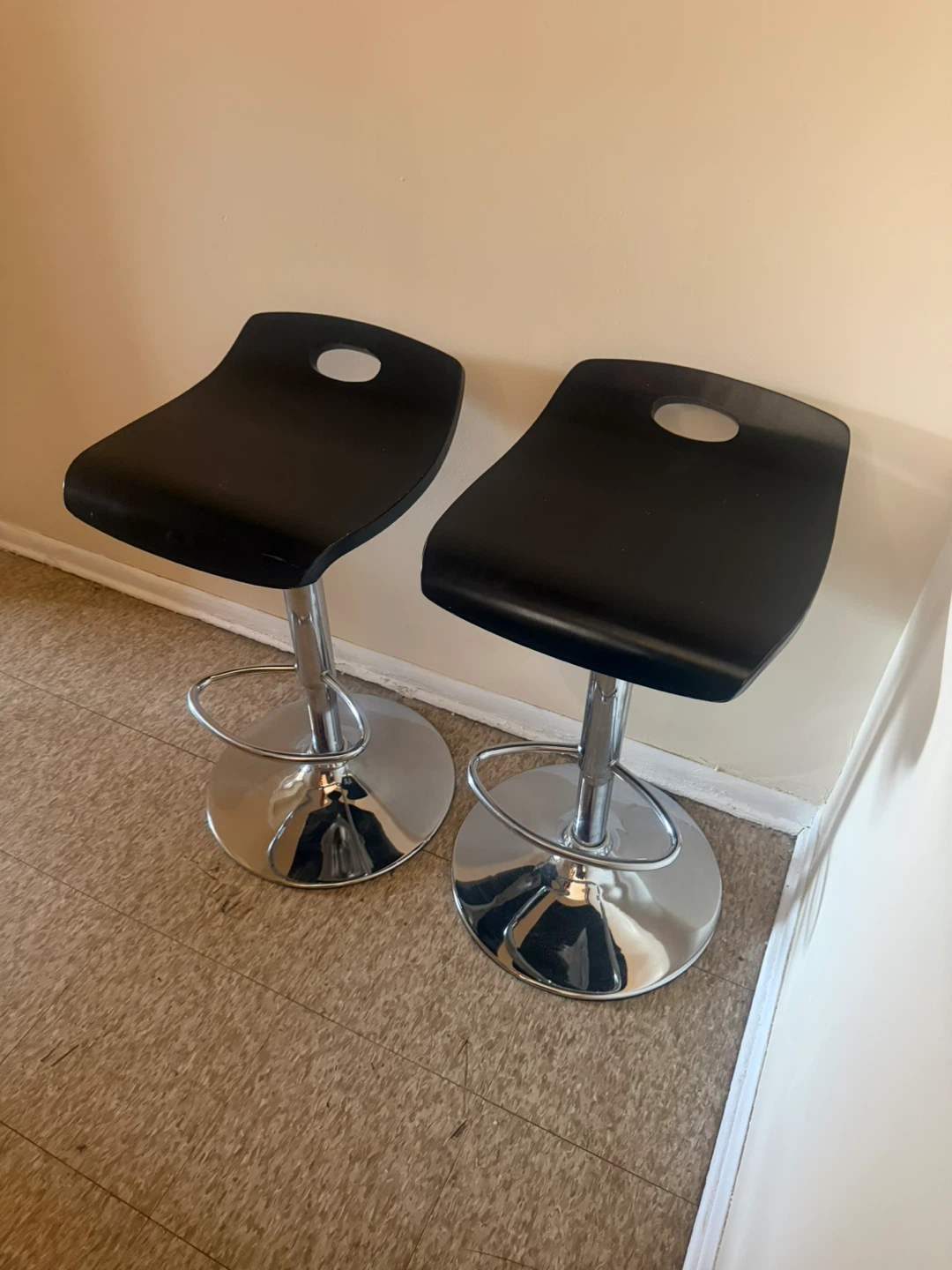 Black Adjustable Swivel Bar Stools (Set of 2) - photo 2