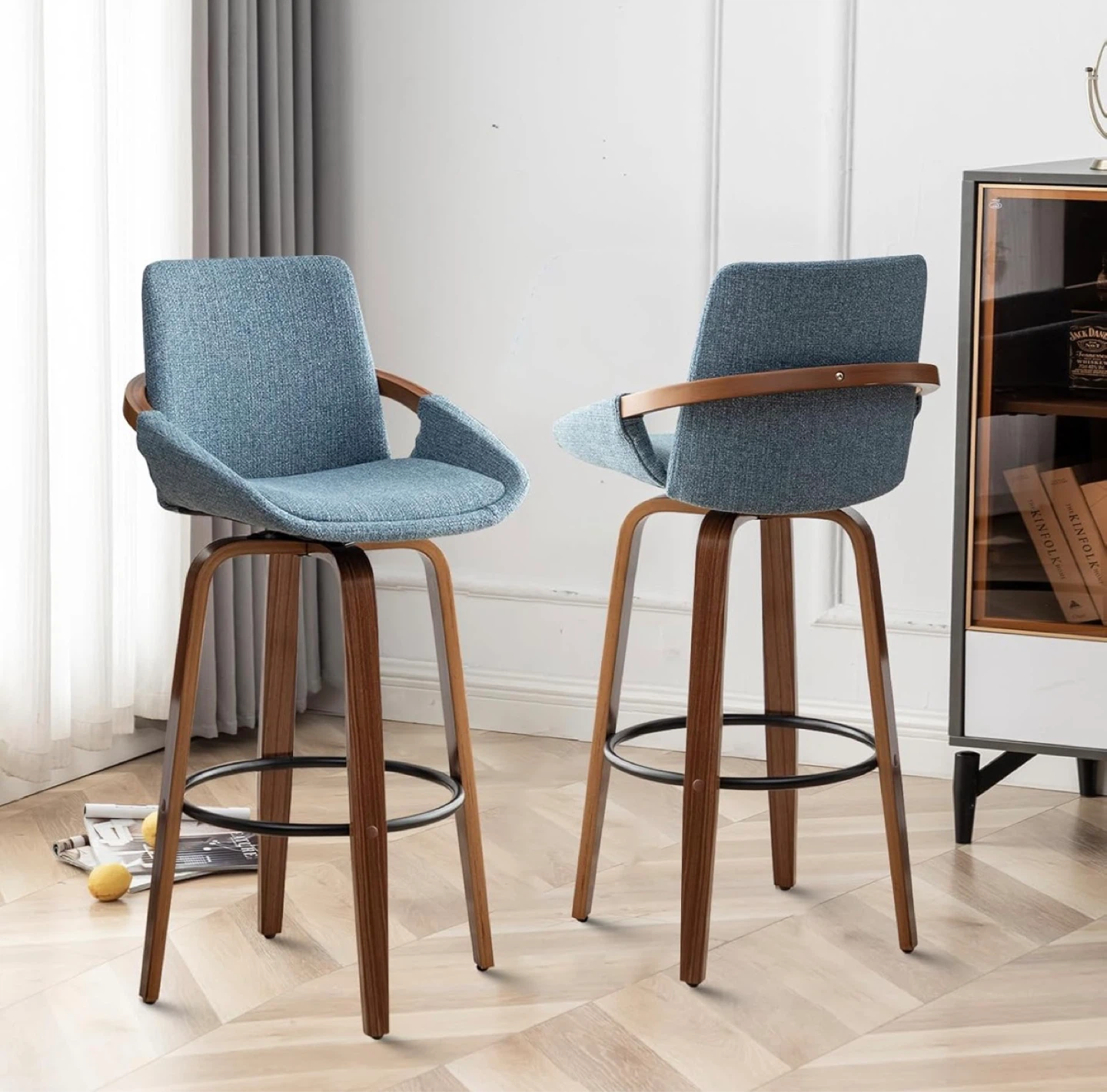 Blue Swivel Bar Stools - Set of 2