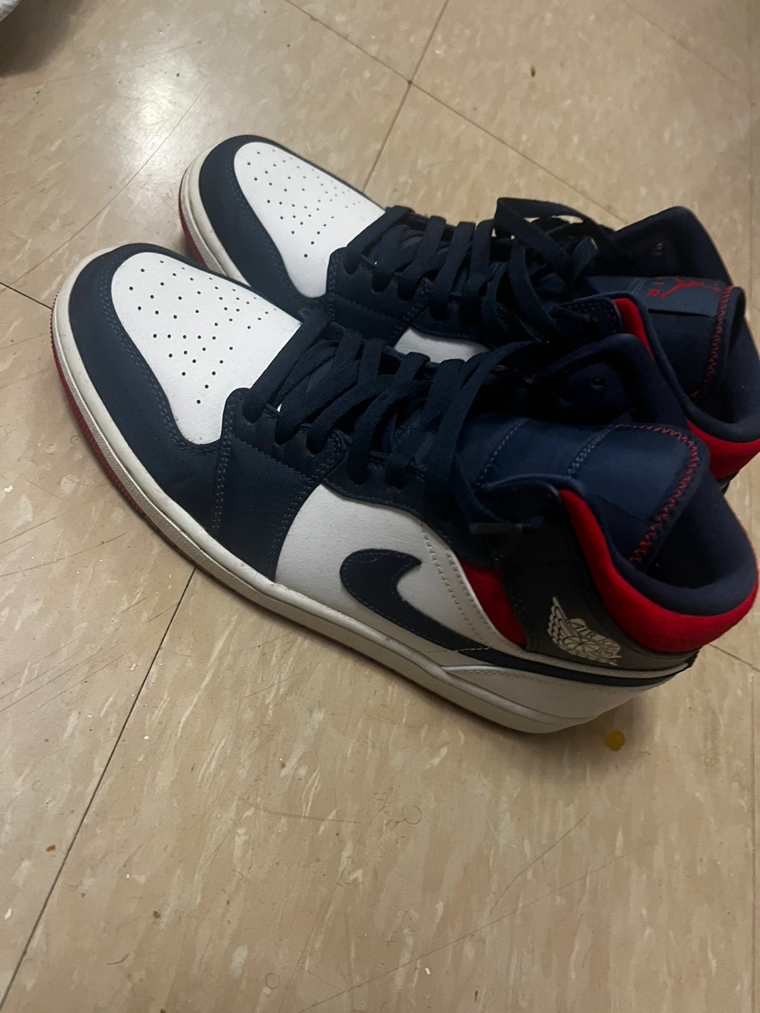 Air Jordan 1 Mid Navy White Red Shoes - photo 2
