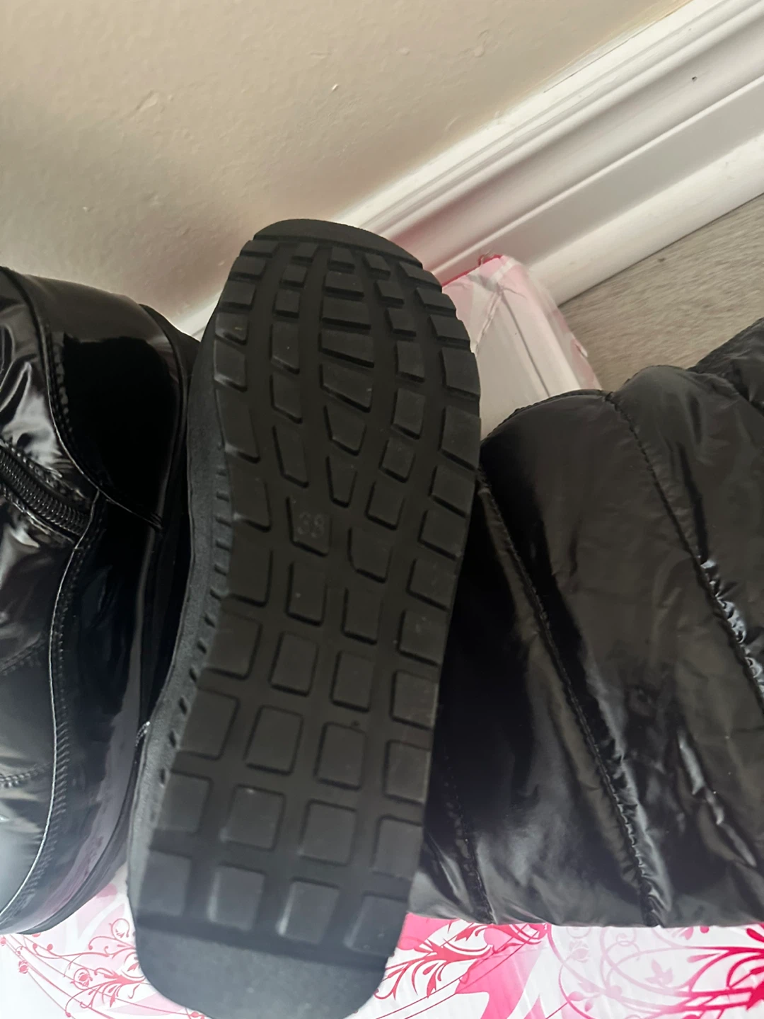 Black Puffer Boots with Bow Accent - photo 2