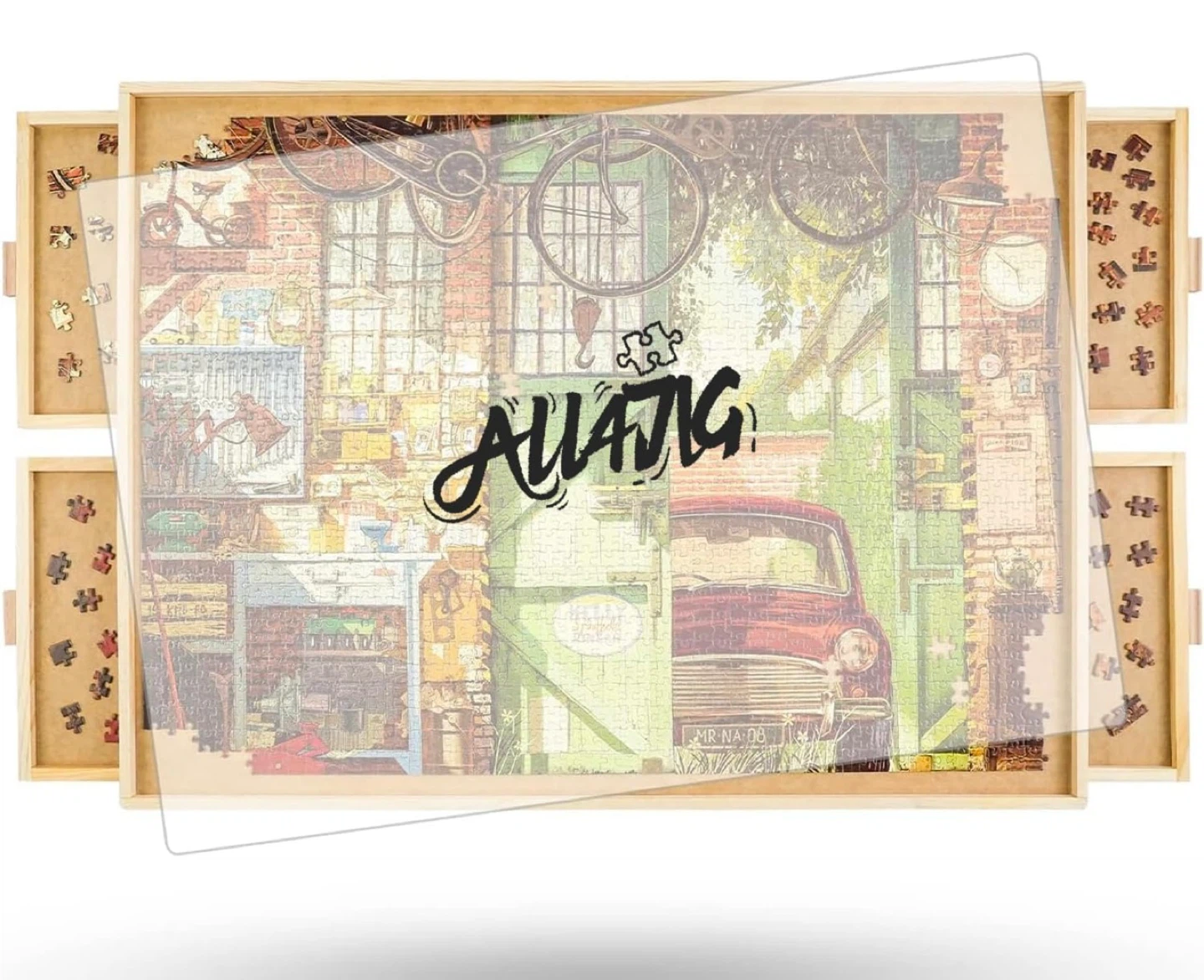 1500-Piece Puzzle Board with 4 Sliding Drawers