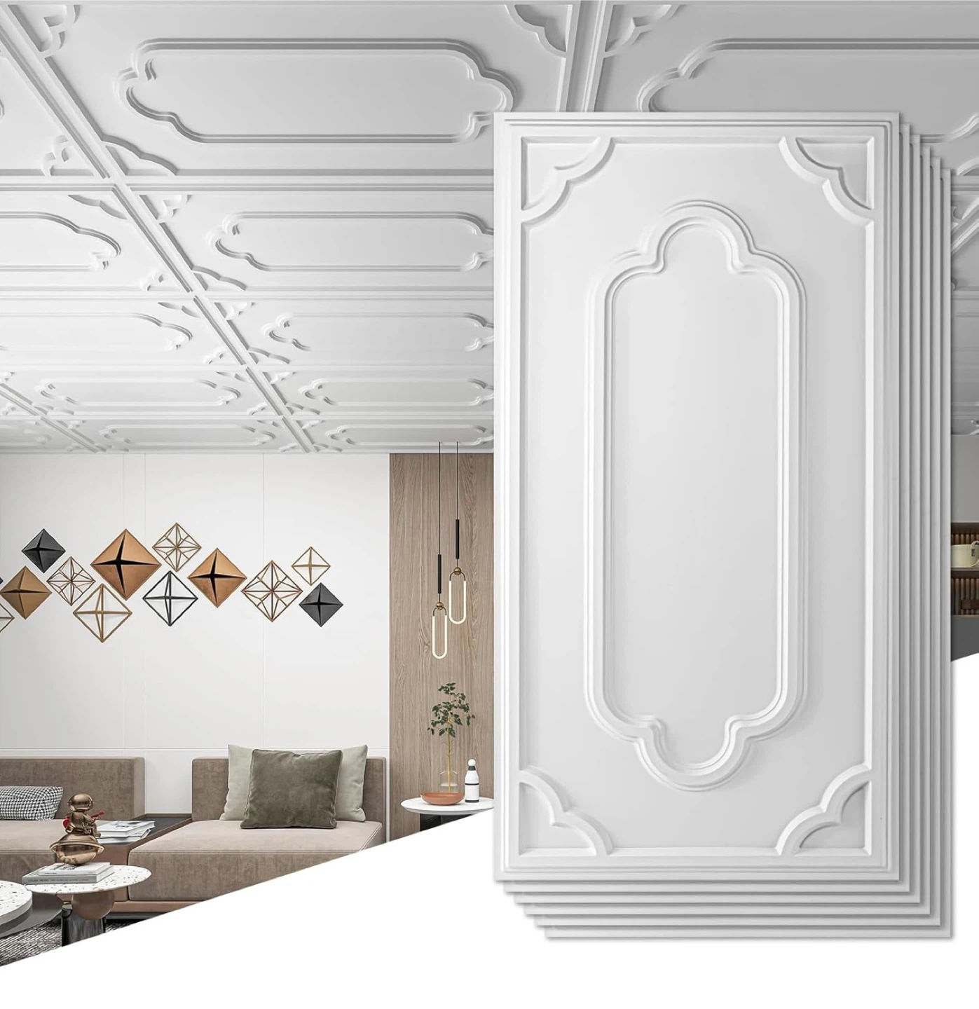 White PVC Decorative Ceiling Tiles 12pcs ( 24" x 48")