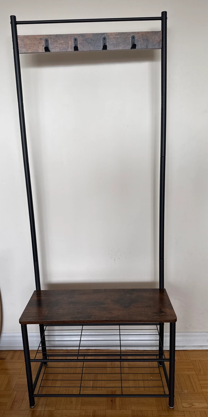 Industrial Style Hall Tree with Shoe Rack