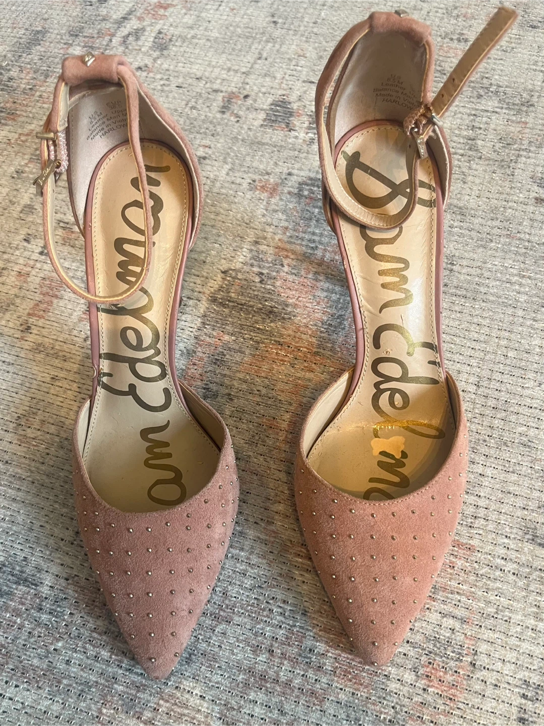 Sam Edelman Pink Suede Studded Heels Size 8.5
