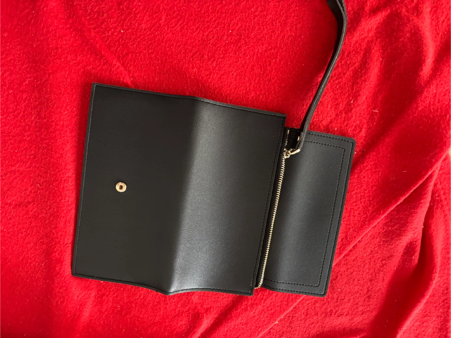 Black Faux Leather Bifold Wallet with Wrist Strap - photo 2
