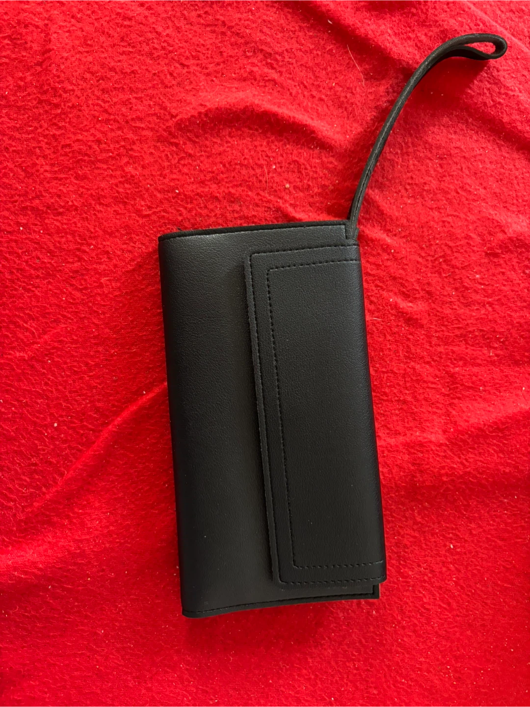 Black Faux Leather Bifold Wallet with Wrist Strap - photo 4