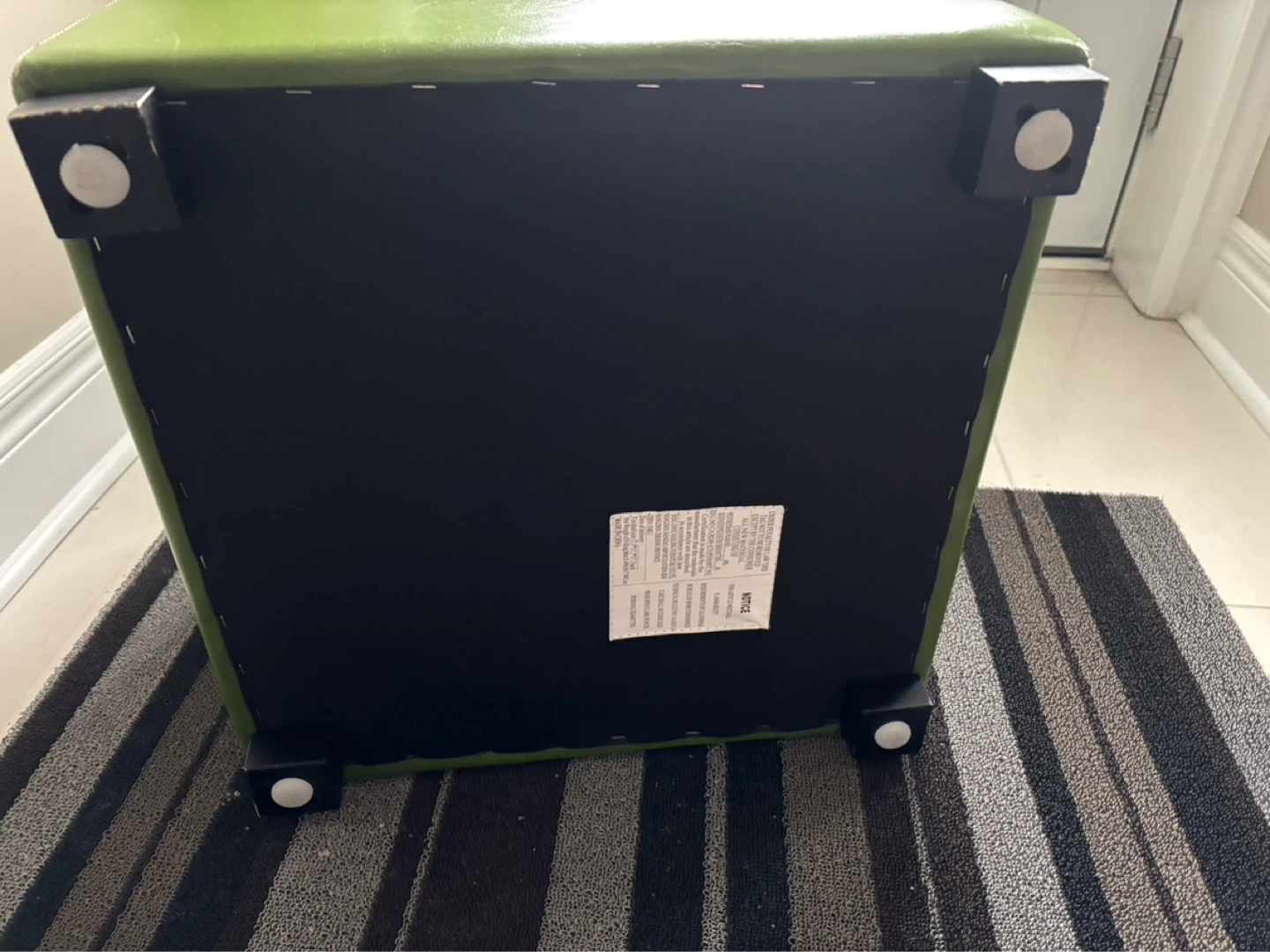 Green Leather Storage Ottoman with Tray - photo 2