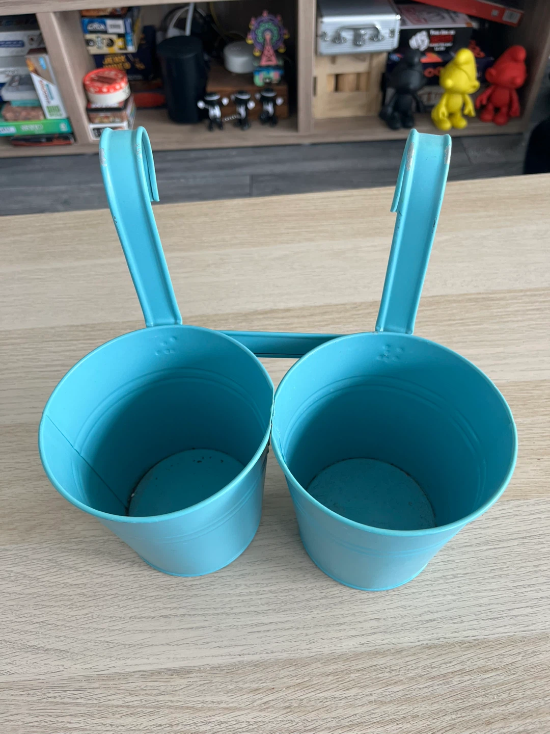 Teal Double Hanging Planter Pots
