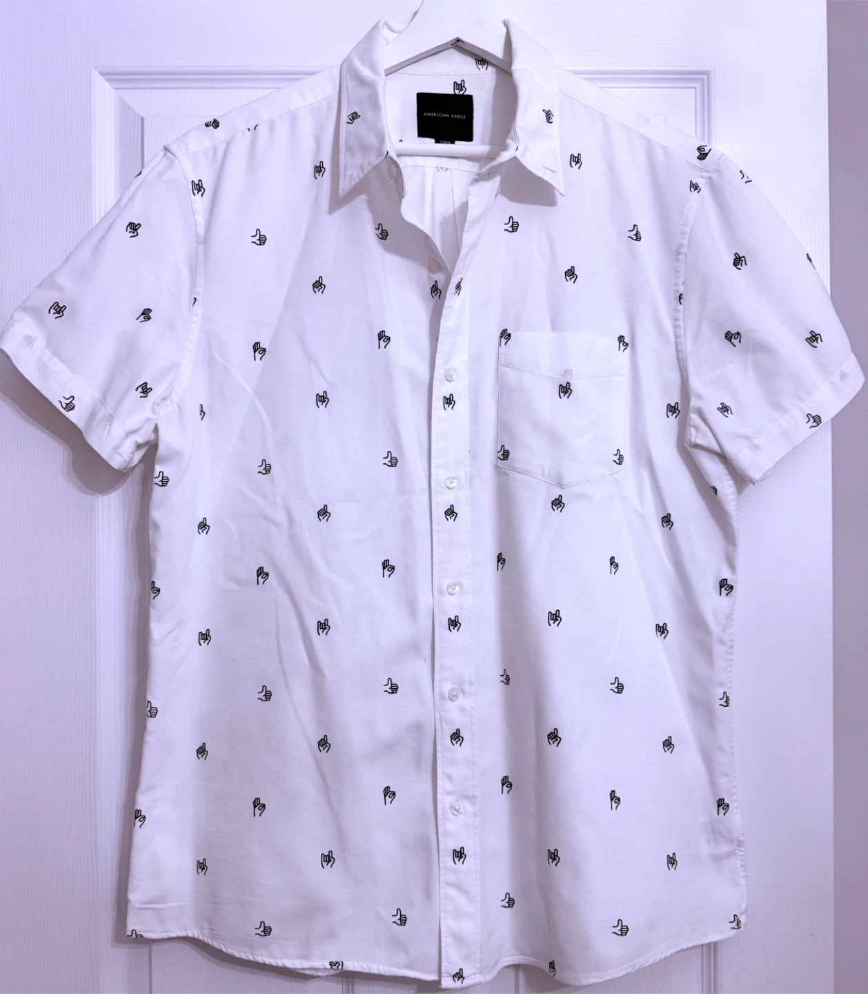 American Eagle Short Sleeve Button Up Shirt Size L
