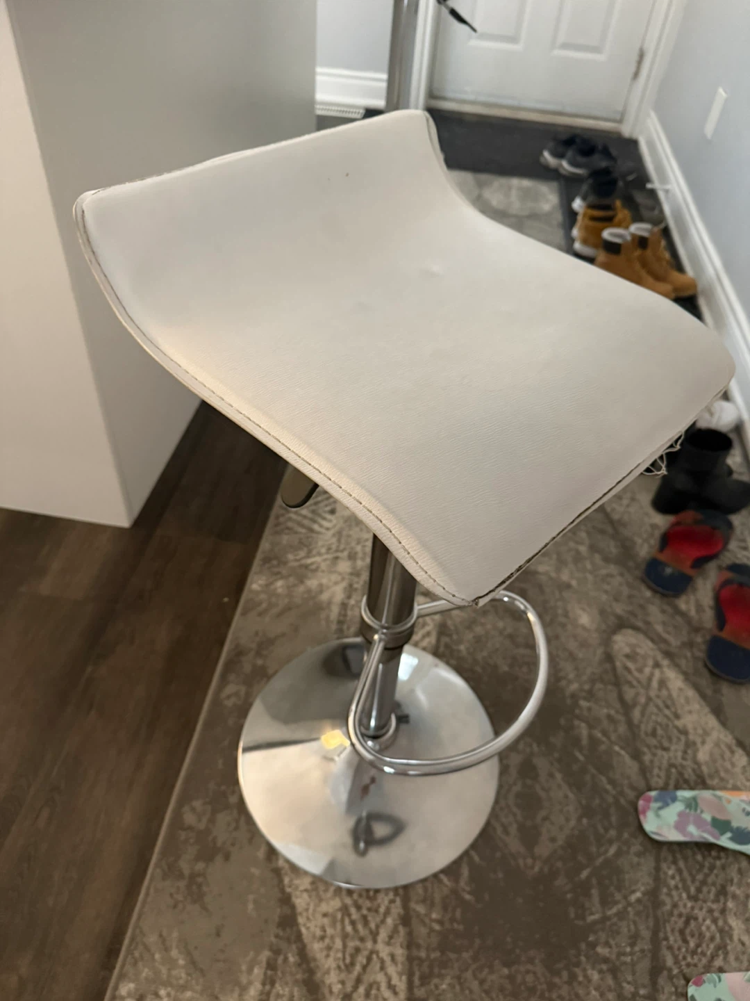 White Adjustable Bar Stool - photo 2