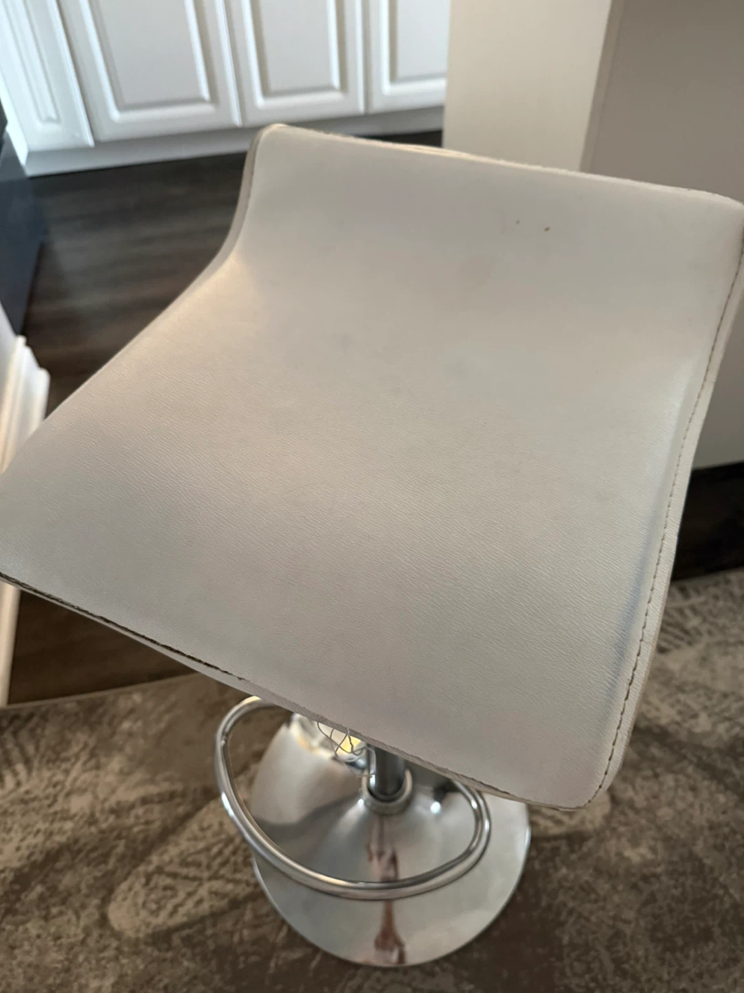 White Adjustable Bar Stool