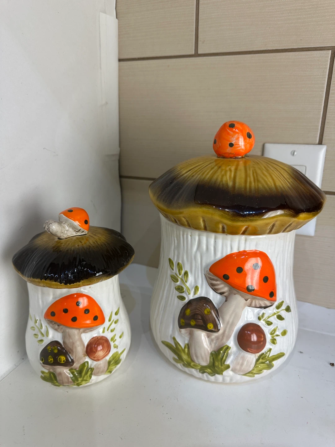 Vintage Mushroom Ceramic Canister Set