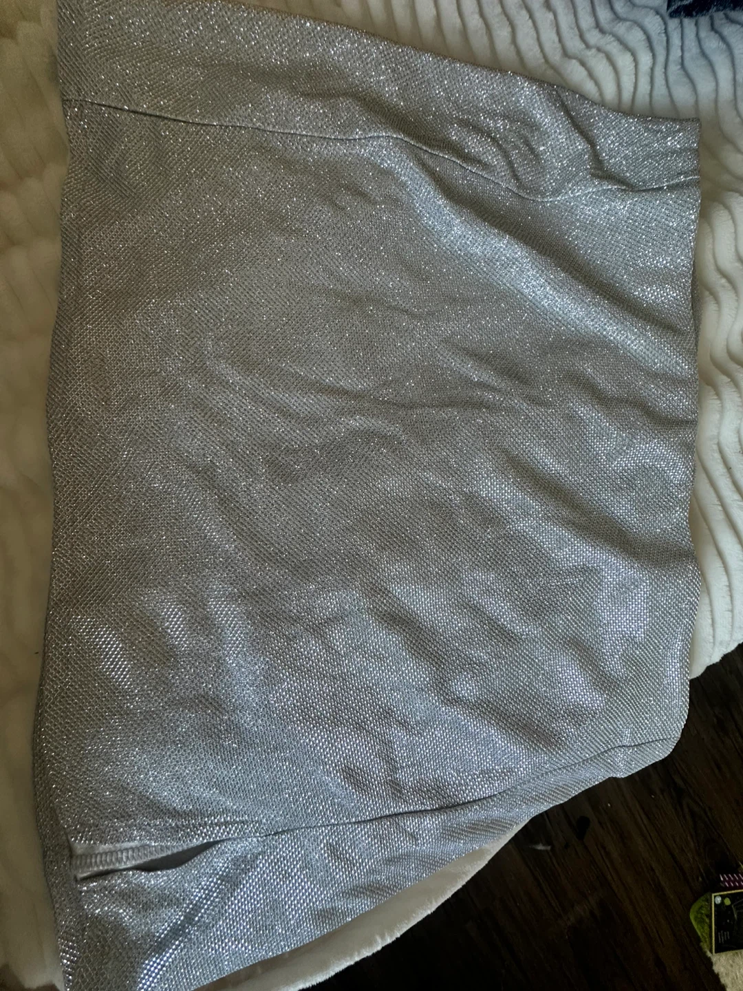 Sparkly Silver Metallic Fabric Skirt