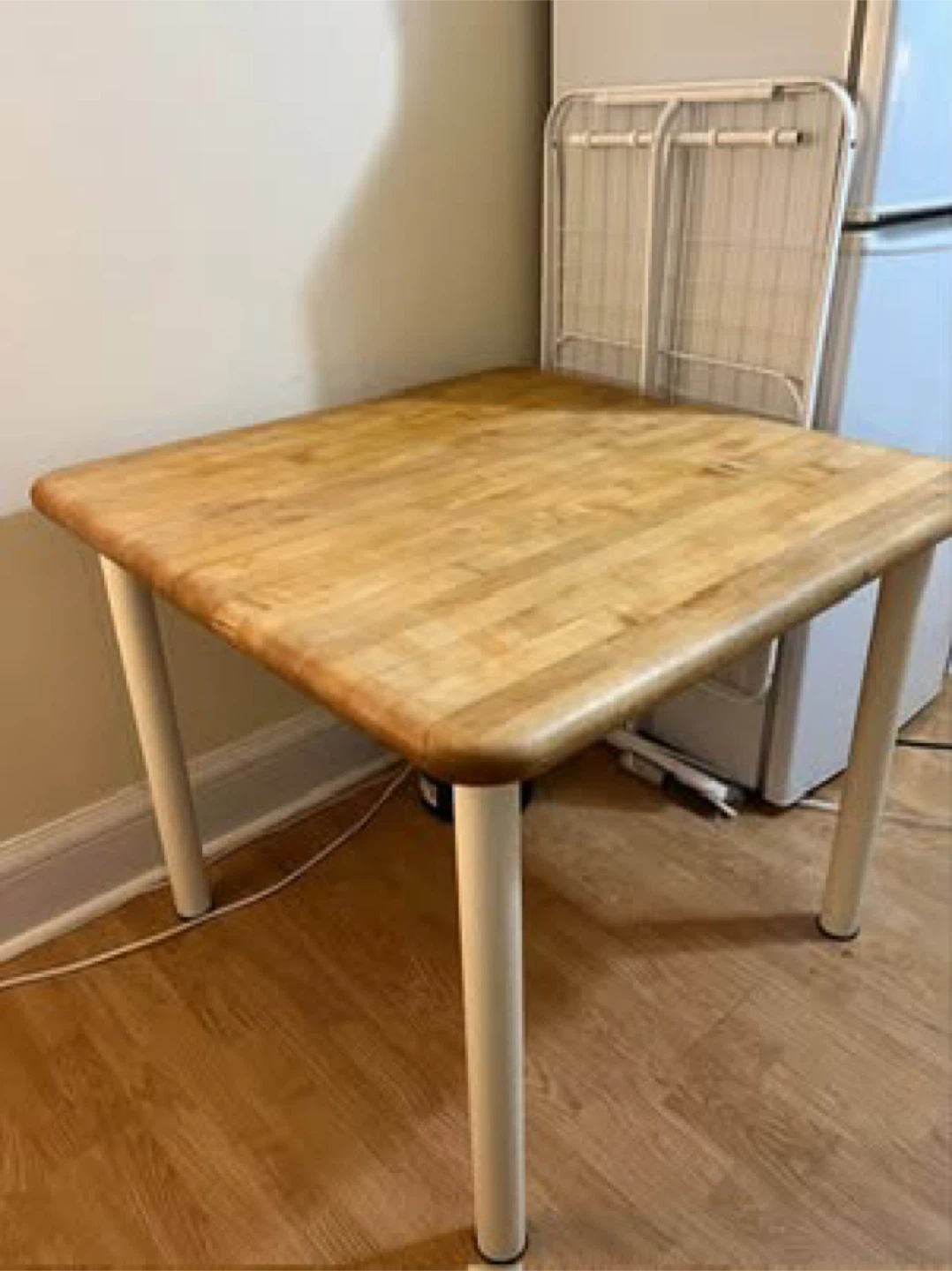 Wooden Top Table with White Legs