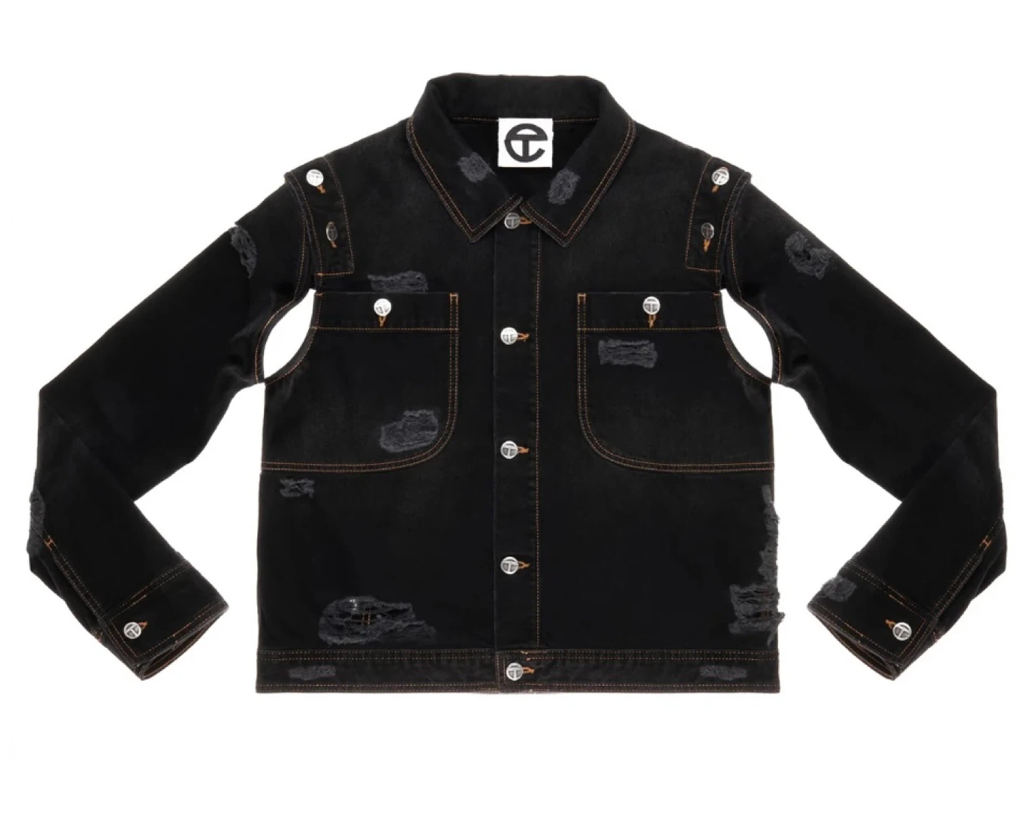 Telfar Detachable Jean Jacket - Distressed Black