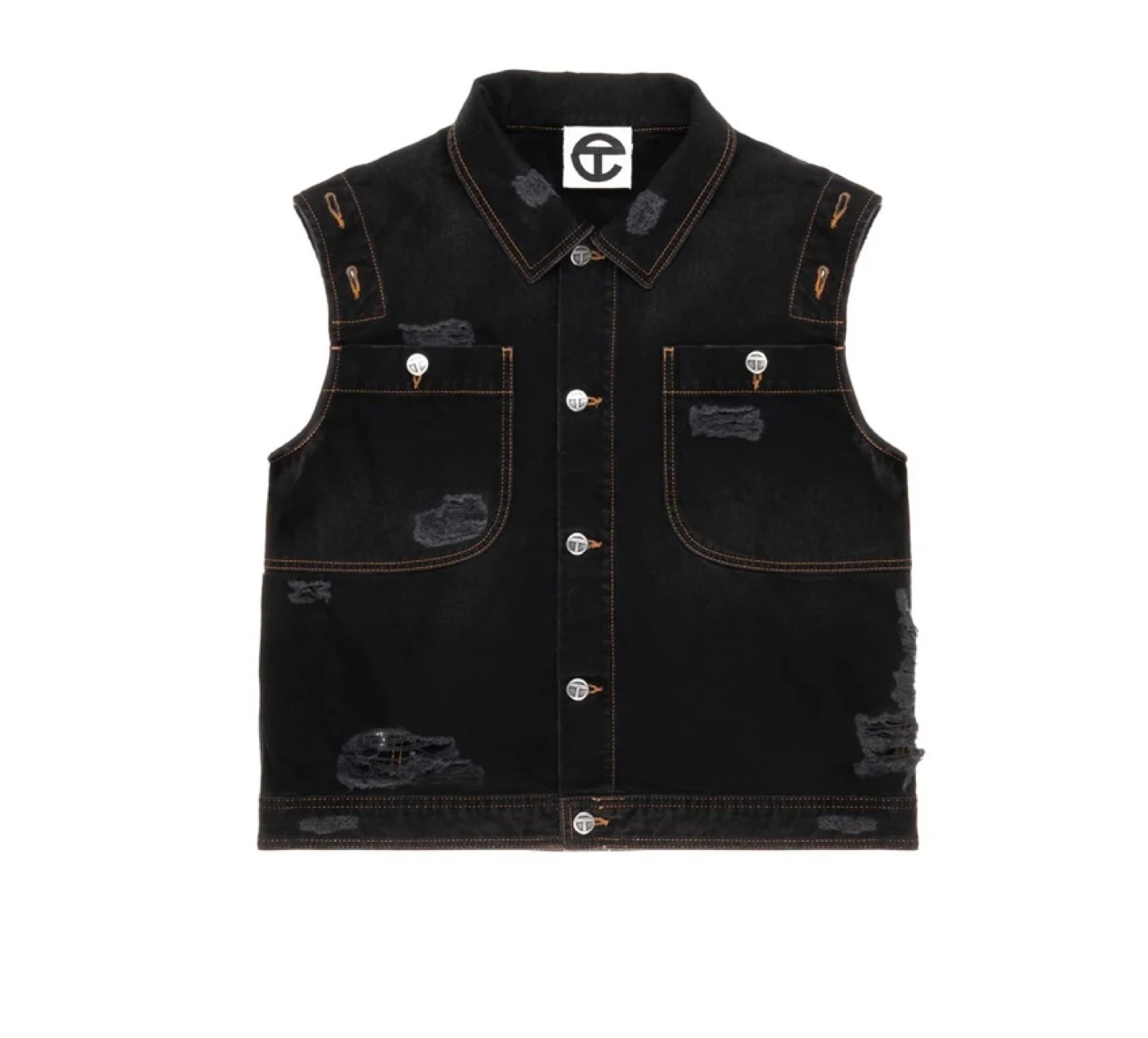 Telfar Detachable Jean Jacket - Distressed Black - photo 3
