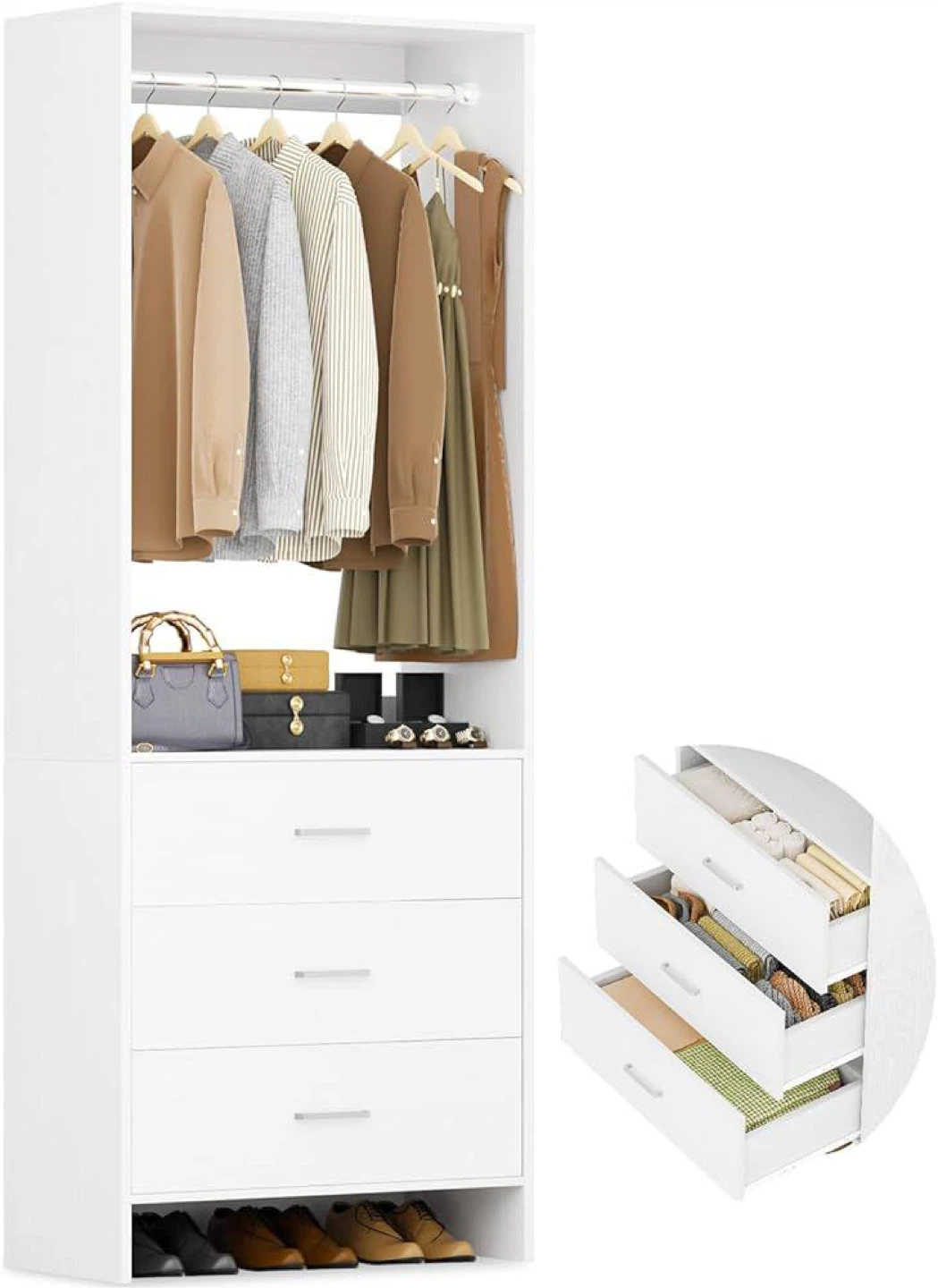 Black Wood Closet System with Drawers and Shelf - photo 3