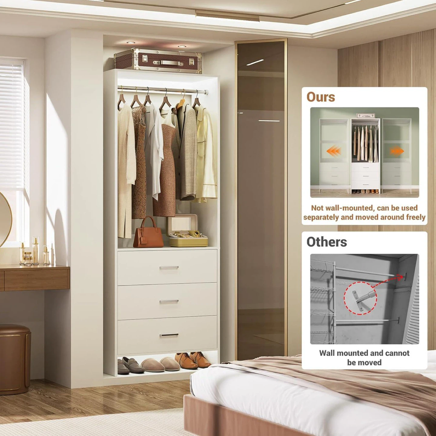 Black Wood Closet System with Drawers and Shelf - photo 2