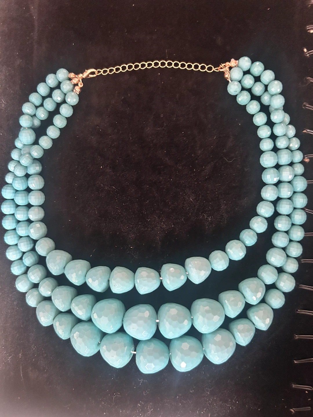 3-Tier Light Blue Beaded Necklace