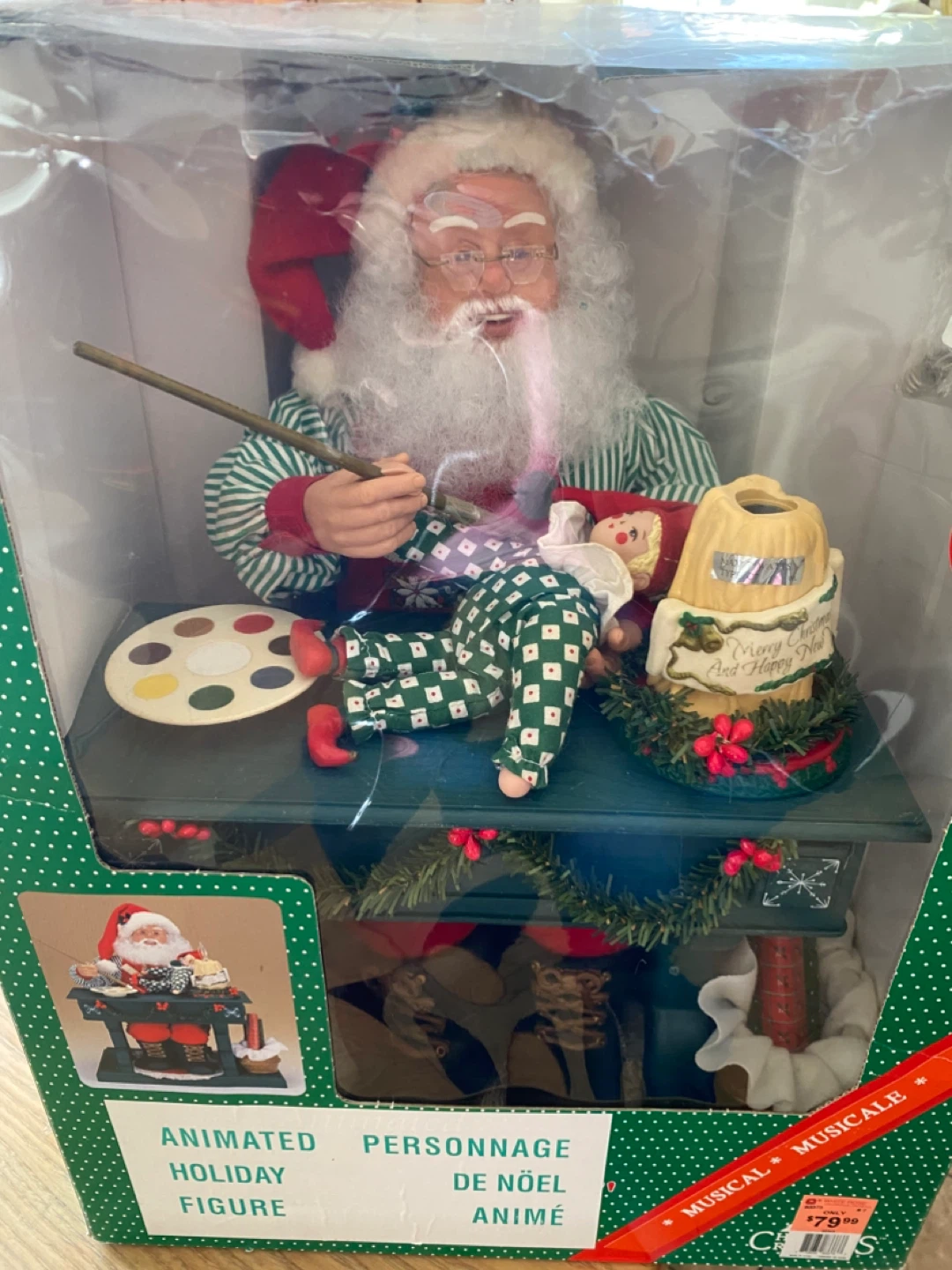 White Rose Animated Holiday Santa Figure