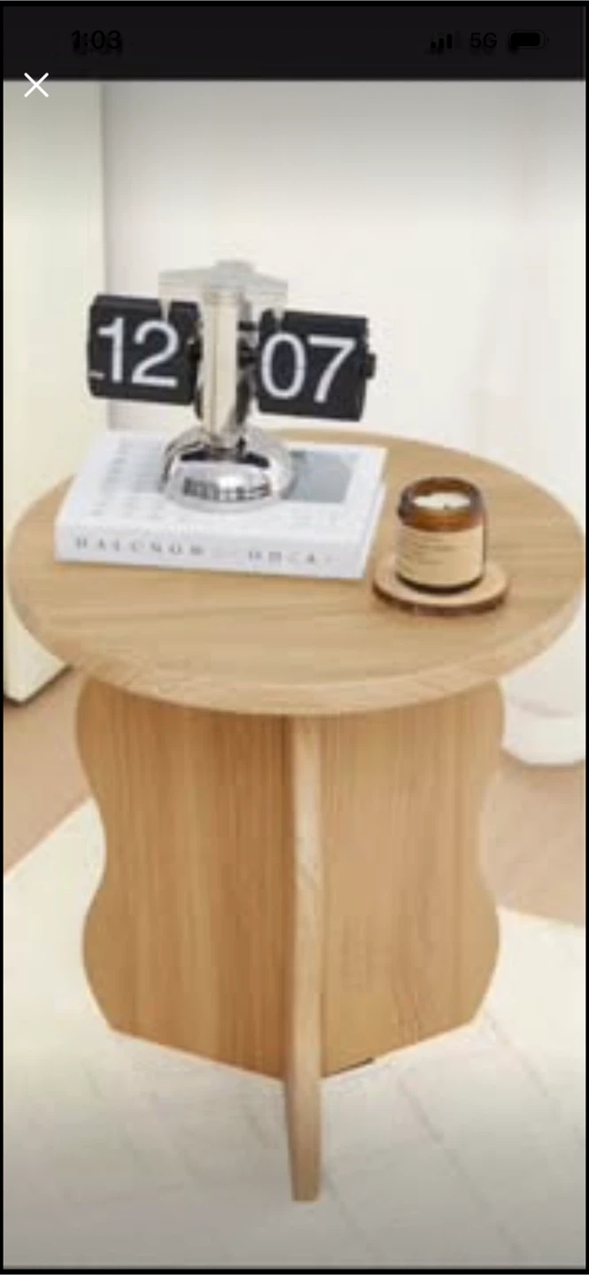 New Two Wooden Side Table - 15.75" Diameter, 17.9" Height