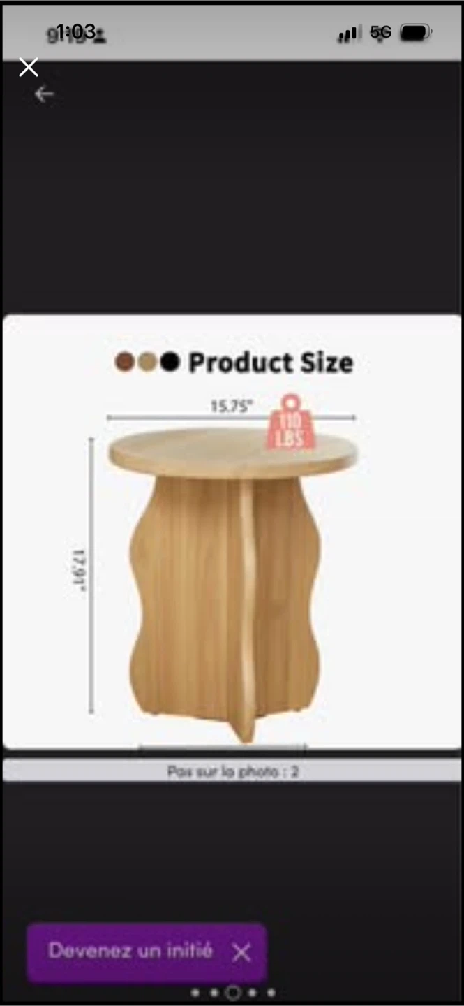 New Two Wooden Side Table - 15.75" Diameter, 17.9" Height - photo 5