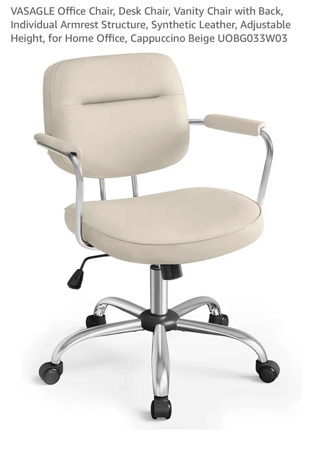 VASAGLE Office Chair - Cappuccino Beige Synthetic Leather