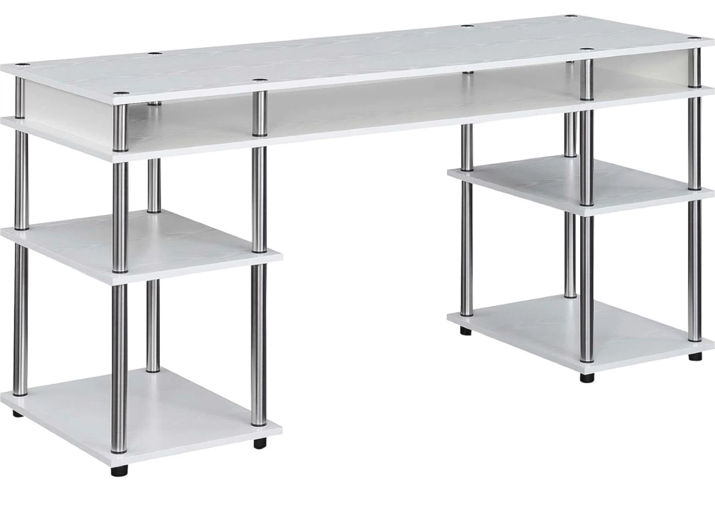 White Computer Desk with Shelves - photo 2