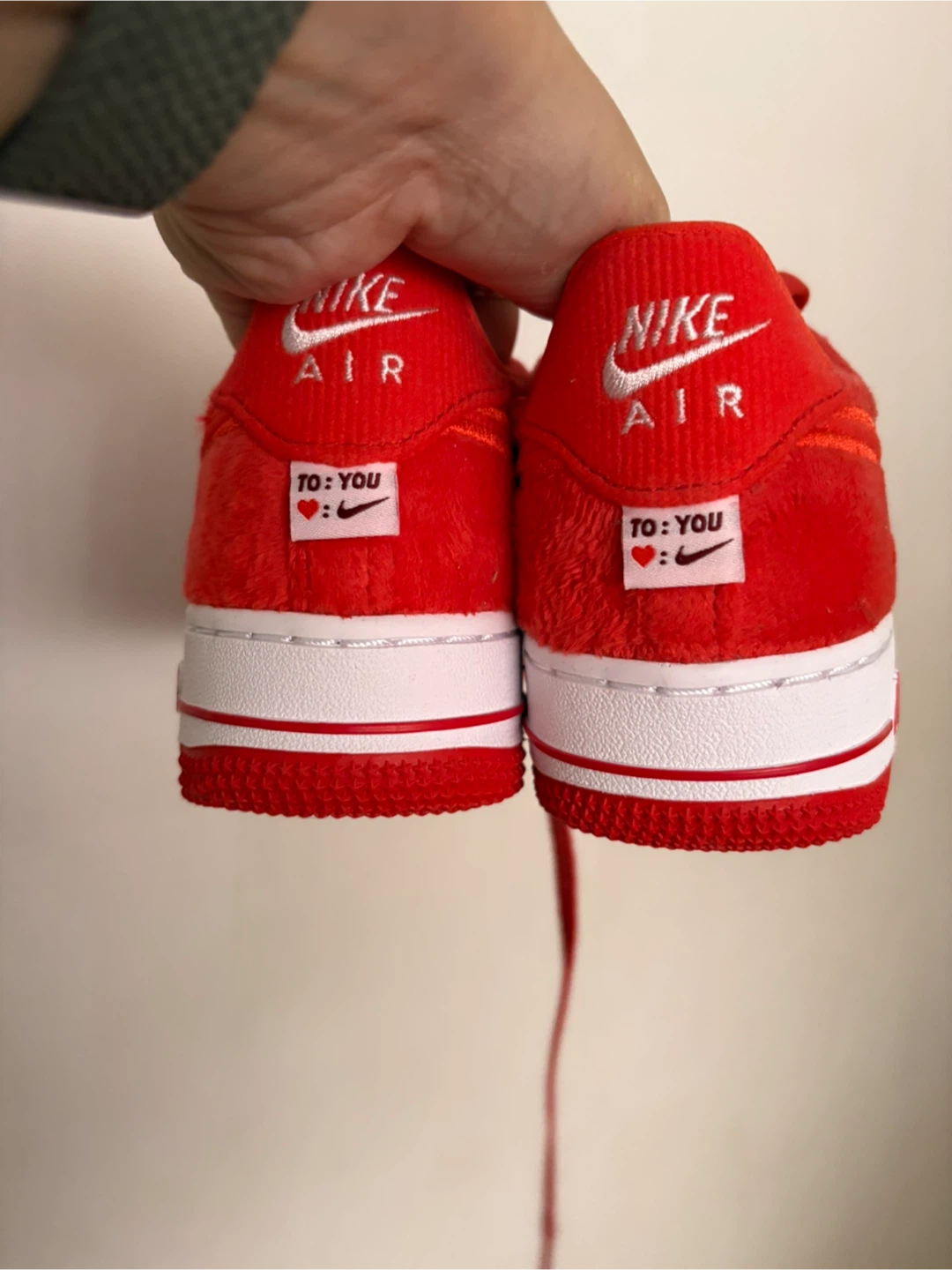 Nike Air Force 1 Red Plush Sneakers - photo 4
