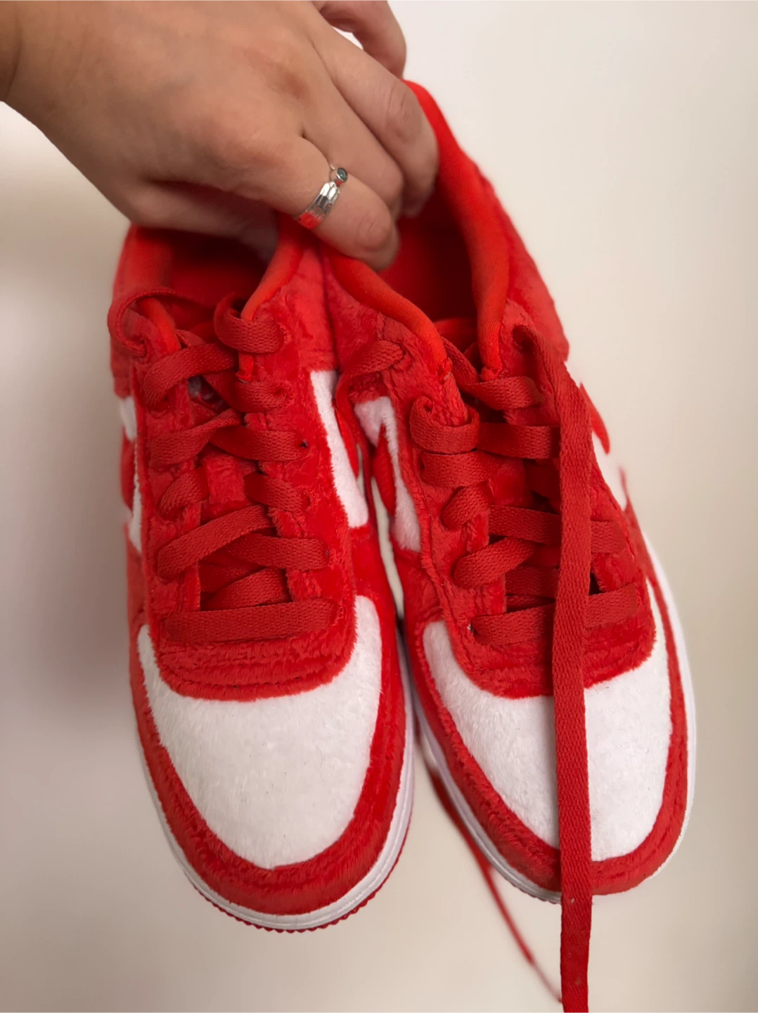 Nike Air Force 1 Red Plush Sneakers - photo 3