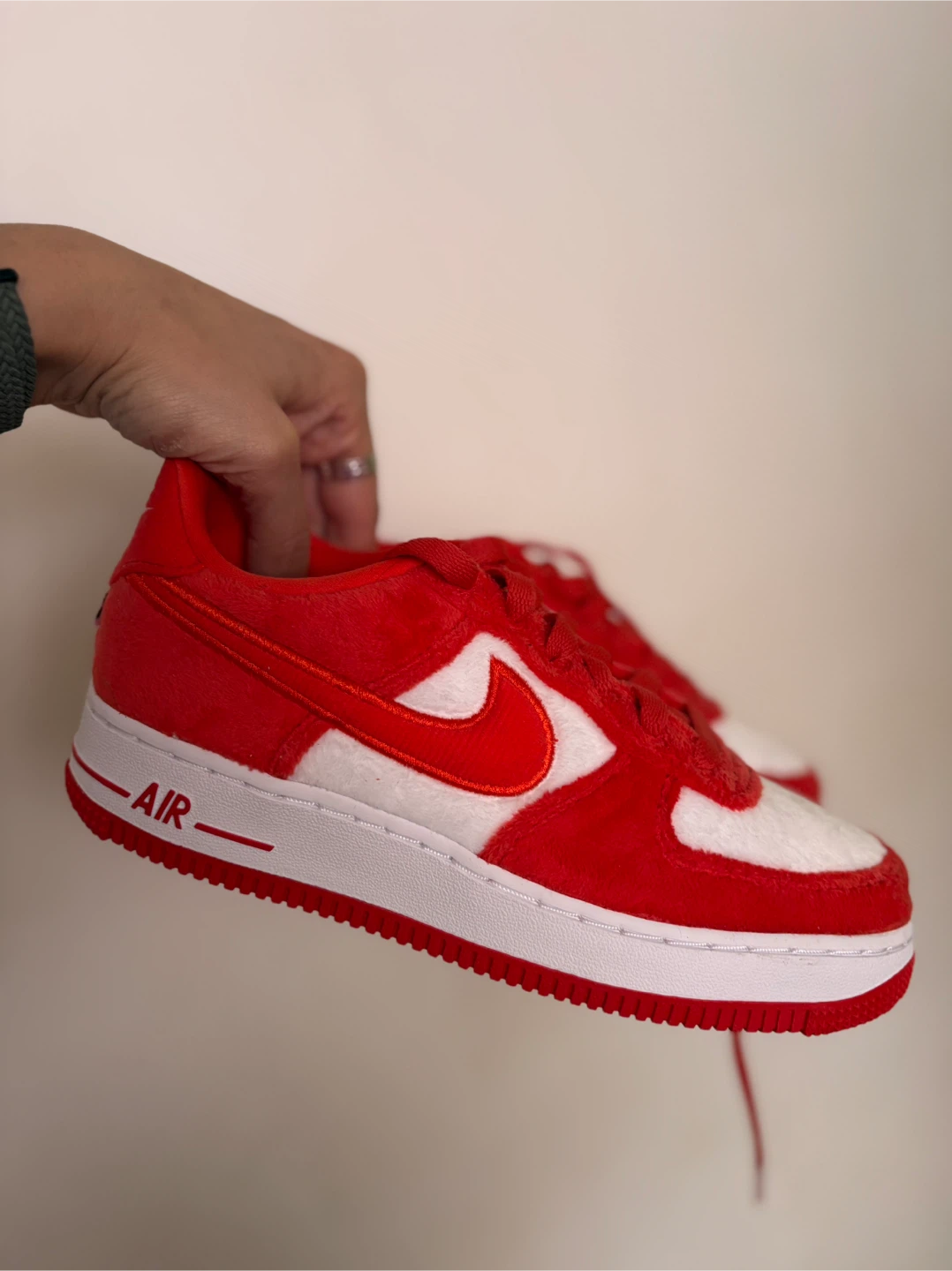 Nike Air Force 1 Red Plush Sneakers