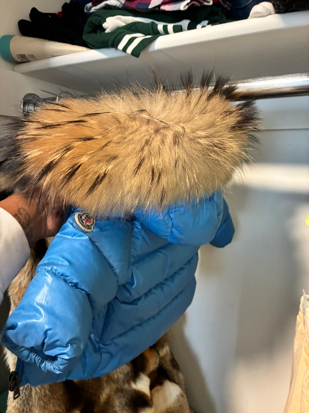 Moncler Blue Down Puffer Jacket with Fur Hood - photo 5