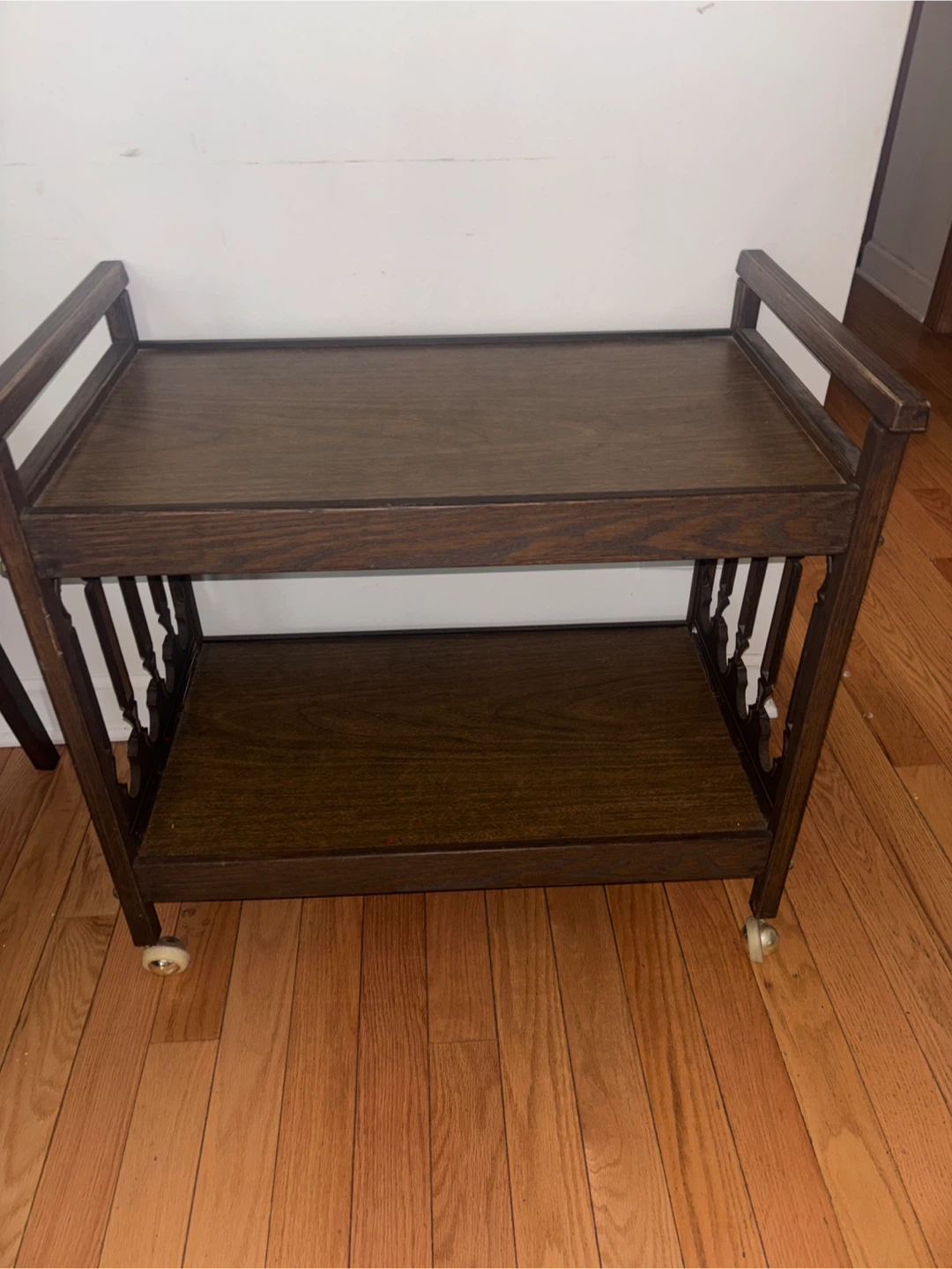 Vintage bar cart with wheels