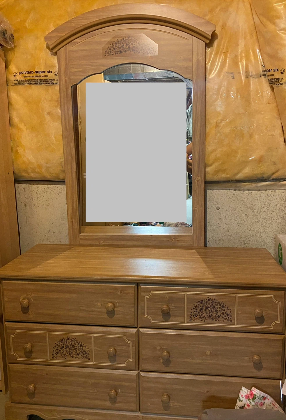 Wooden Dresser with Mirror
