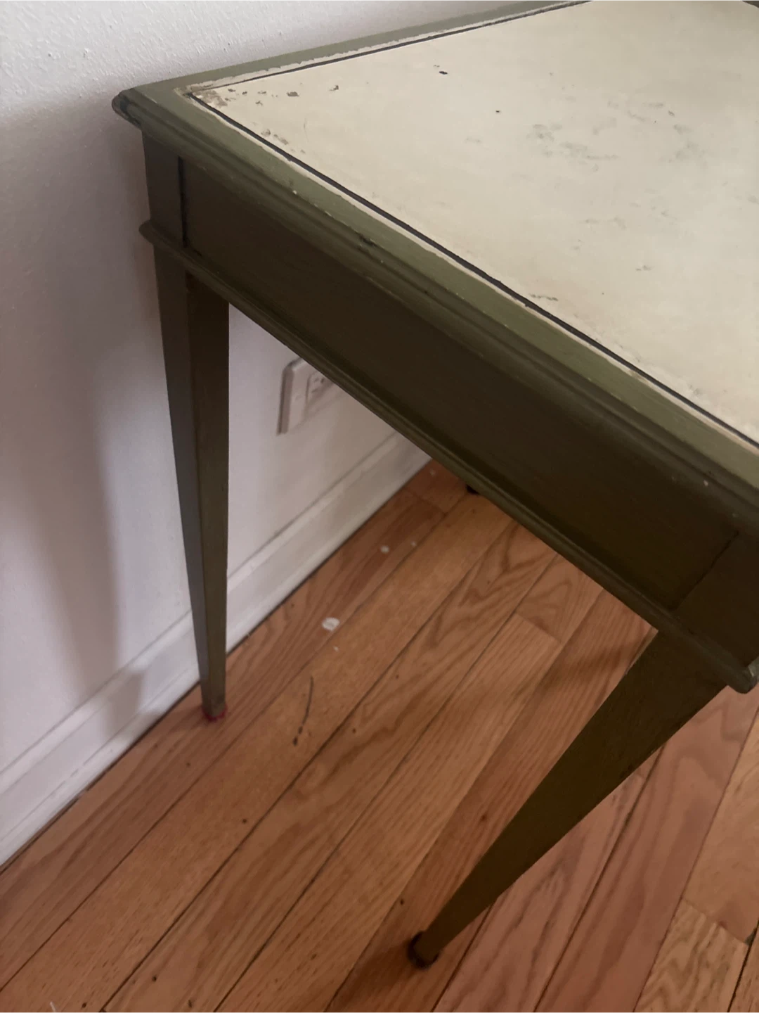 Vintage Green Side Table with Cream Top - photo 4