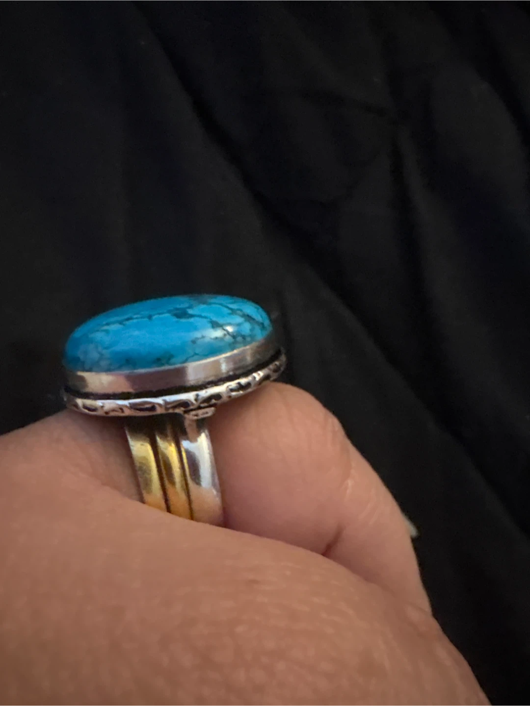 Genuine Round Turquoise Gemstone 925 Sterling Silver Ring - photo 3