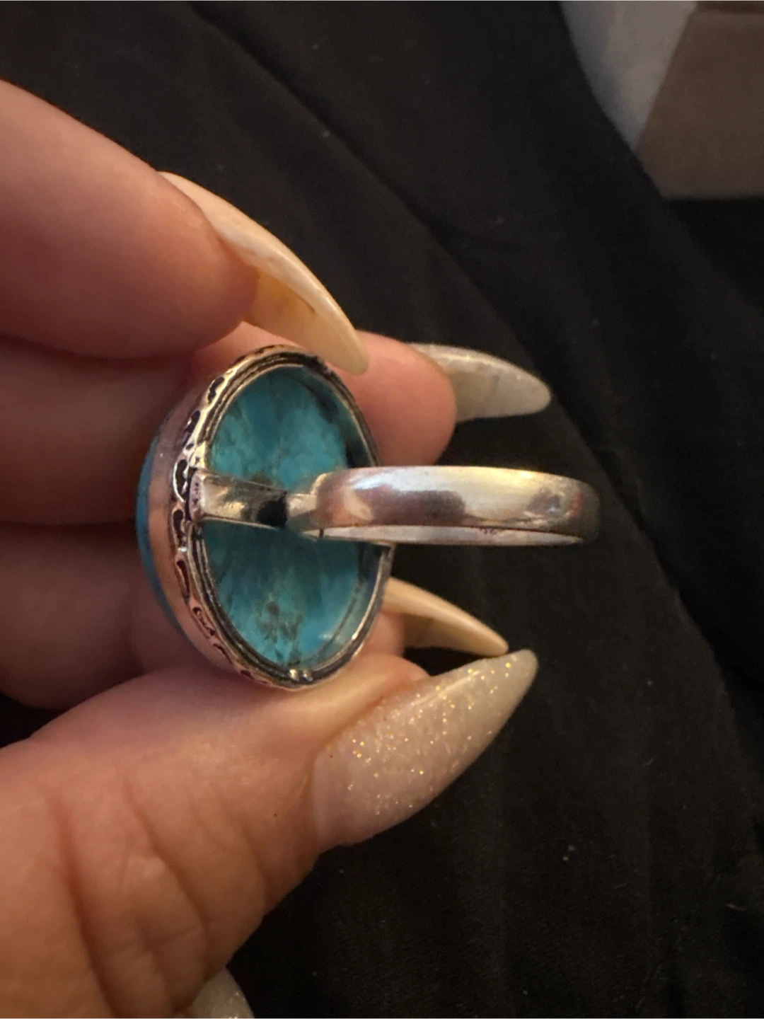 Genuine Round Turquoise Gemstone 925 Sterling Silver Ring - photo 5