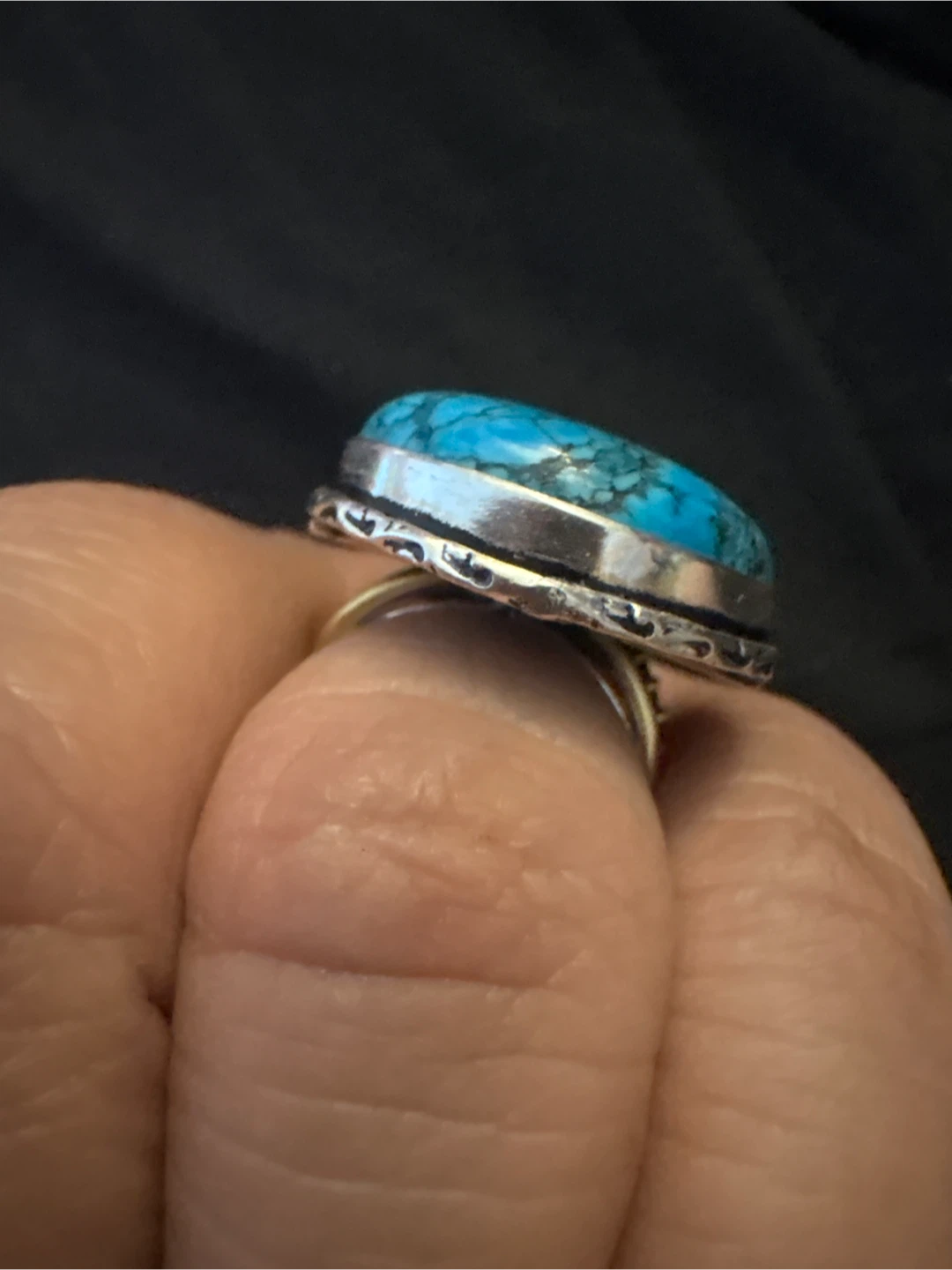 Genuine Round Turquoise Gemstone 925 Sterling Silver Ring - photo 4