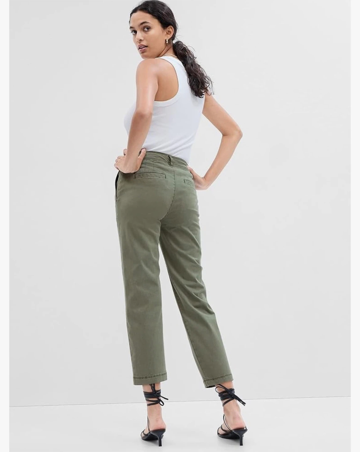 Gap Cotton Utility Pants Olive Green - photo 3