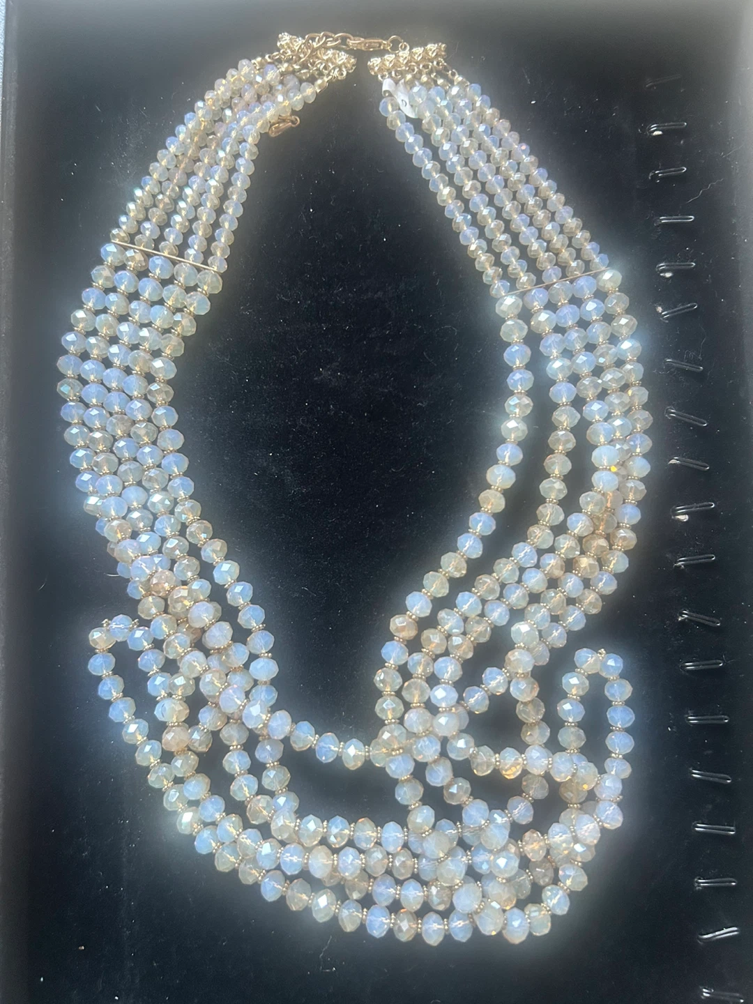 Multi-strand crystal bead necklace