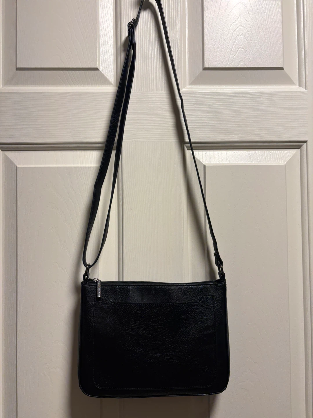 Roots Black Leather Crossbody Bag