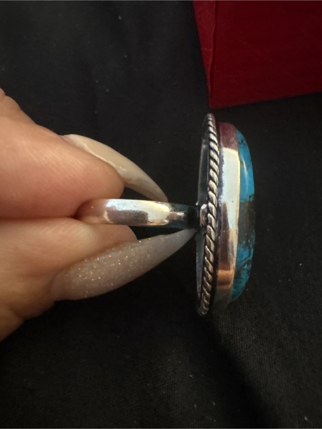 Genuine Oval Turquoise Ring 925  Sterling Silver - photo 2