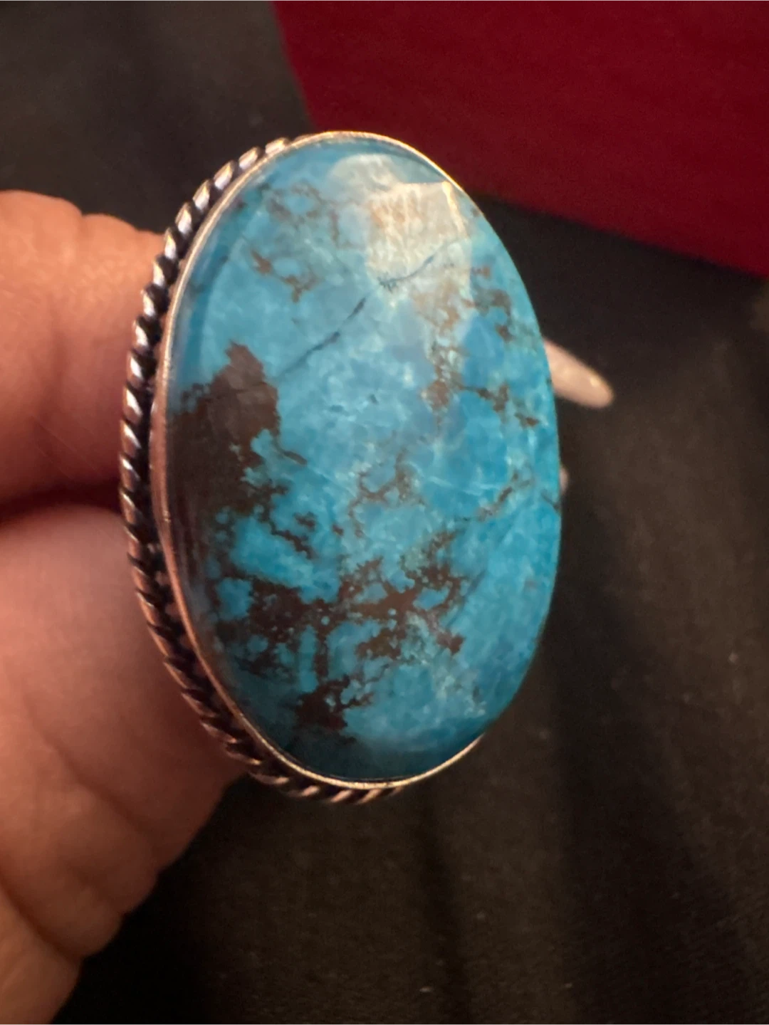 Genuine Oval Turquoise Ring 925  Sterling Silver - photo 5