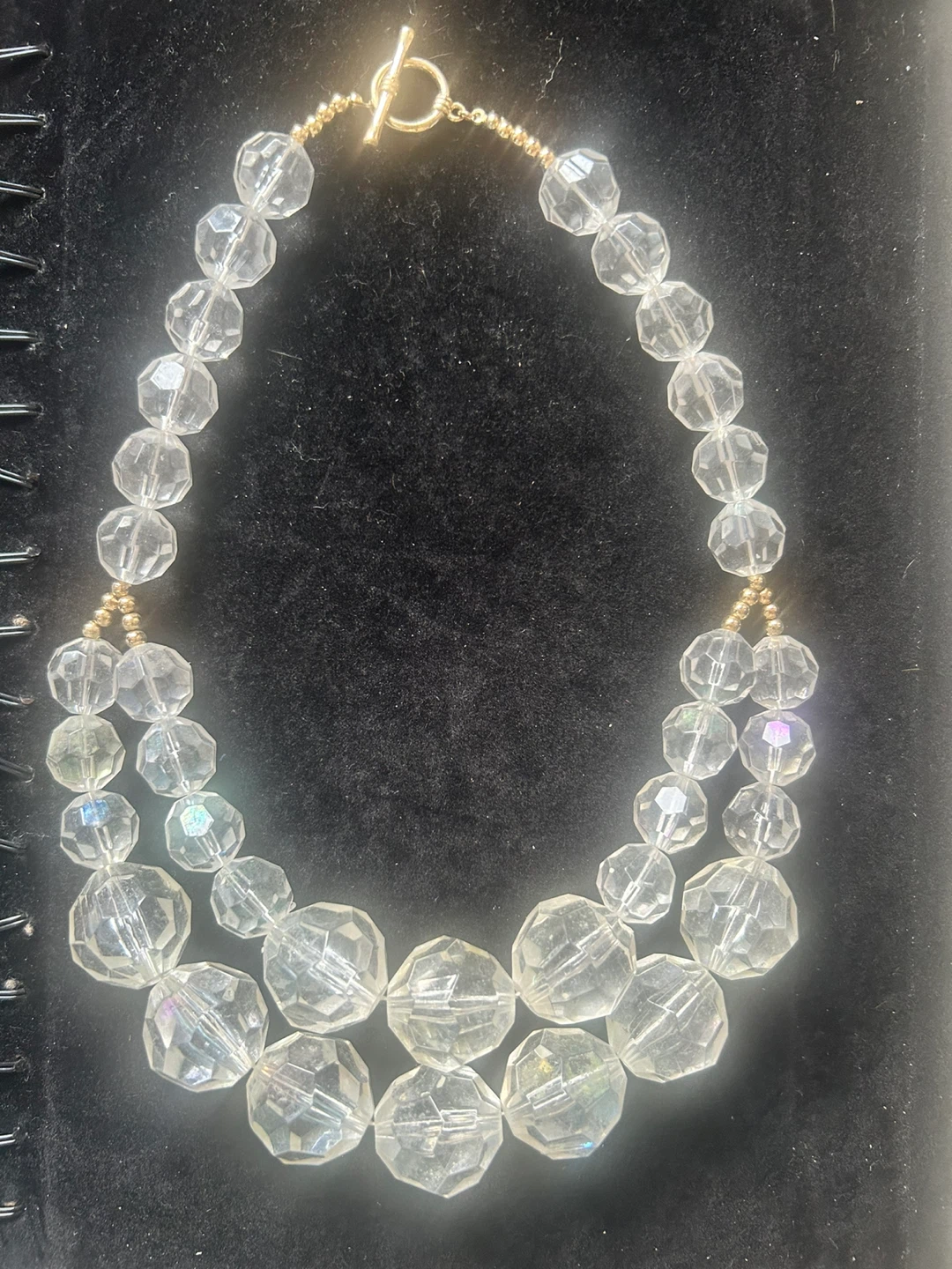 Clear Beaded Necklace with Toggle Clasp