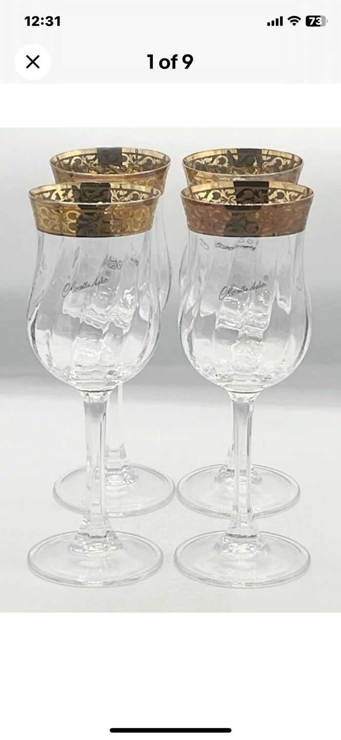 Marcello Aglieri Gold Rimmed Wine glasses(Set of 4