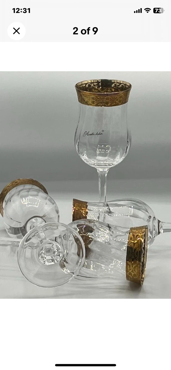 Marcello Aglieri Gold Rimmed Wine glasses(Set of 4 - photo 2