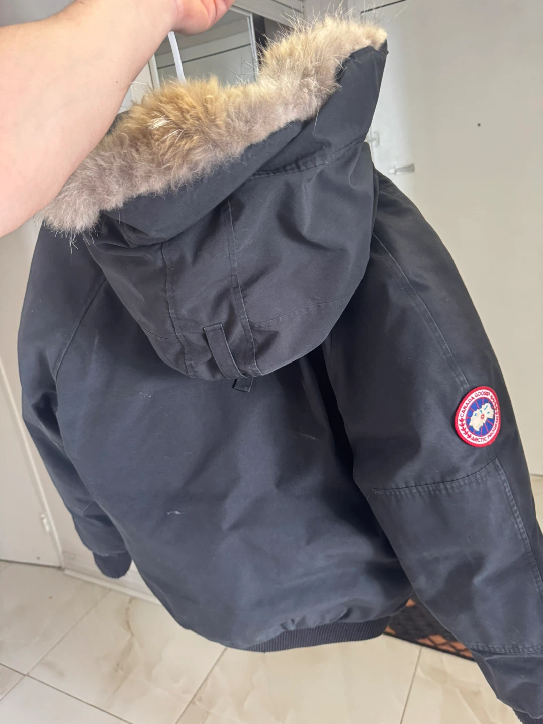 Canada Goose Black Bomber Jacket with Fur Hood