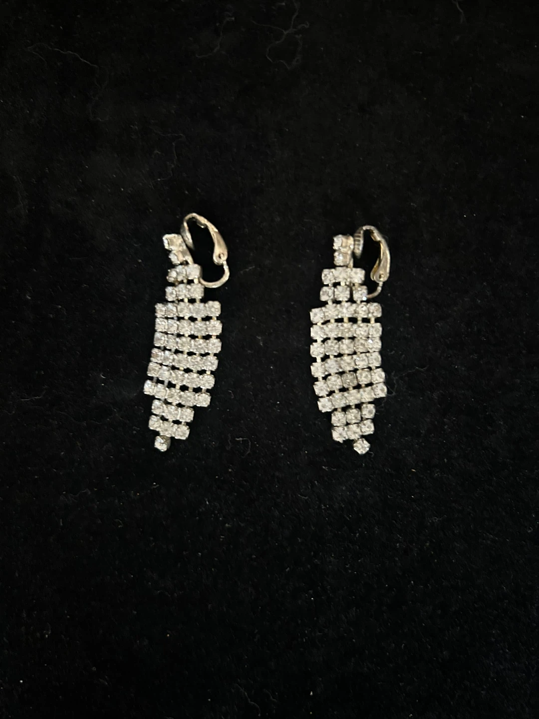 Rhinestone Clip-On Dangle Earrings